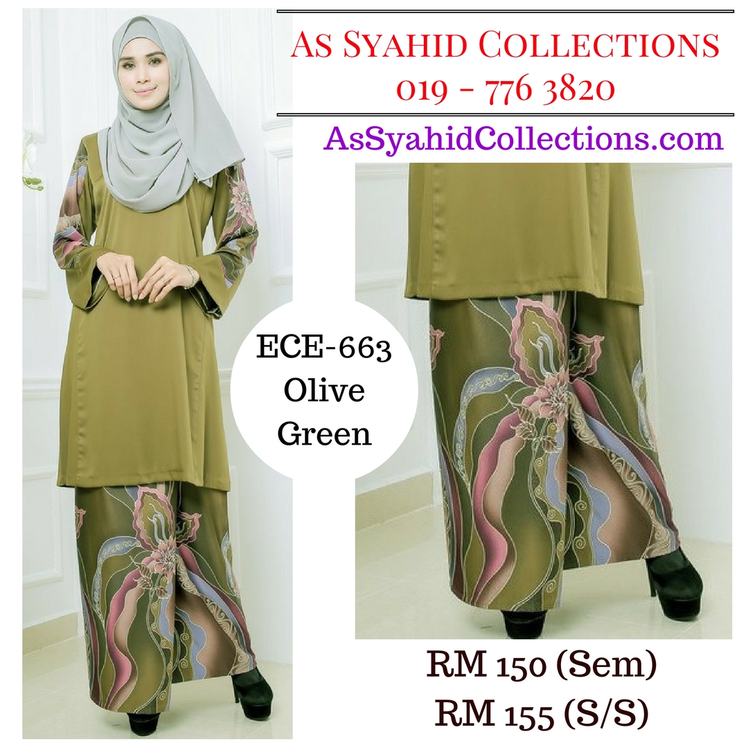 baju-kurung-batik-terkini-online-hijau-lumut-olive-green-ECE-663
