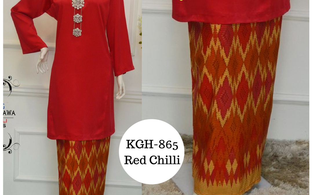baju kurung pahang songket terkini 2017 red chilli merah cili KGH-865