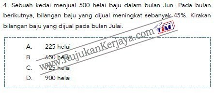 contoh soalan matematik Pembantu Syariah LS19 Negeri Perak 1