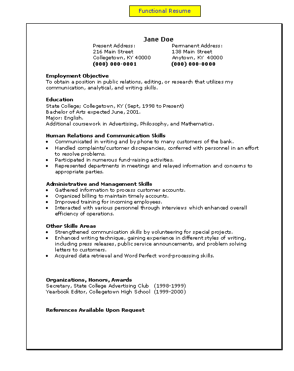 Contoh Functional Resume cara tulis resume kerja kerajaan