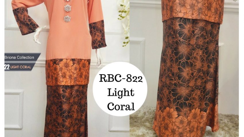 baju kurung moden labuh terkini 2017 online light coral oren RBC-822
