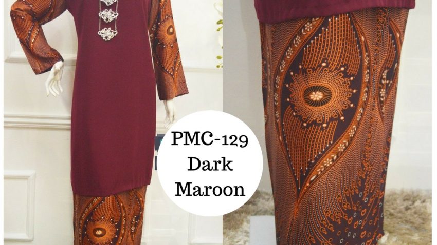baju-kurung-moden-malaysia-terkini-dark-maroon-gelap-PMC-129