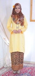 bj105 baju kurung pahang kain batik lipat kuning yellow