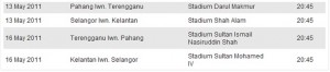 jadual perlawanan separuh akhir liga super 2011